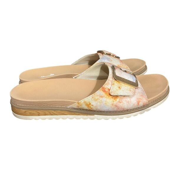 Dr. Scholl’s Size 8.5 Originalist 2 Slide Sandals Watercolor Blue Clay Beach - Picture 3 of 11